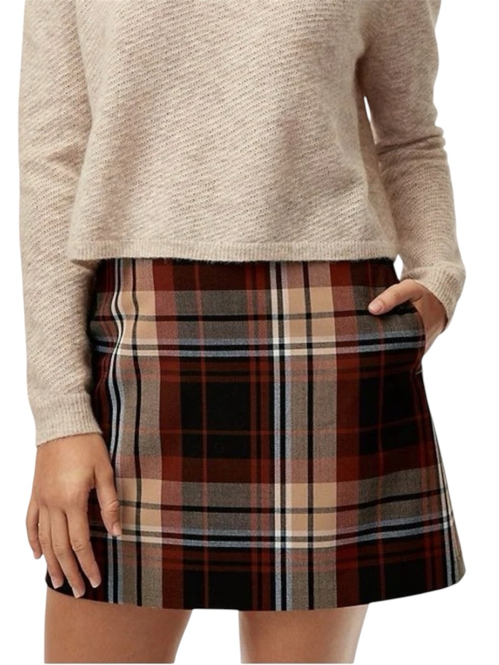 Aritzia Wilfred Renée Skirt Mini Plaid High Rise
Waist Brown Red Size 4
